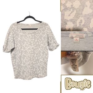 💎5/20 Gap Grey & White Leopard Print Tee | Rolled Sleeve | Medium Tall